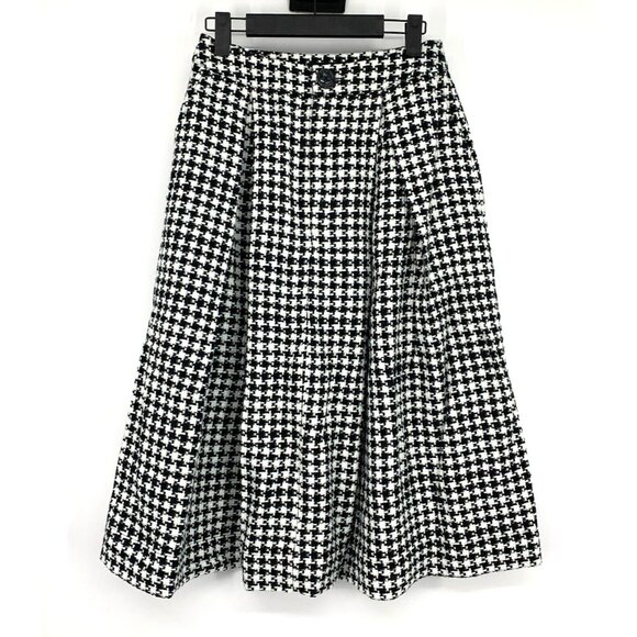 Who What Wear Pants - Who What Wear Skirt Black Houndstooth Tweed Pleated Midi Birdcage